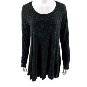 Dolan Left Coast Tunic Top Dress Black Speckled Long Sleeve Gathered Back Medium